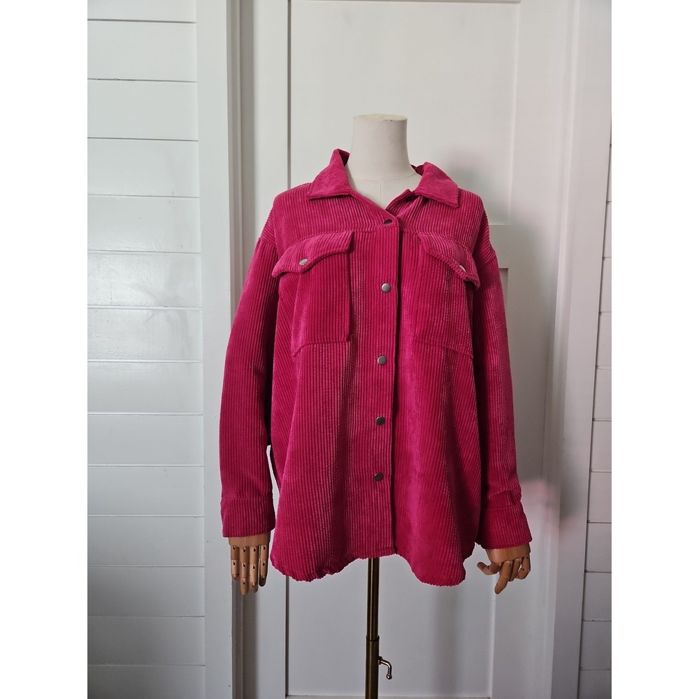 Wild Fable Corduroy Shacket Womens Large L Pink Button Down Jacket Ribbed Y2K
